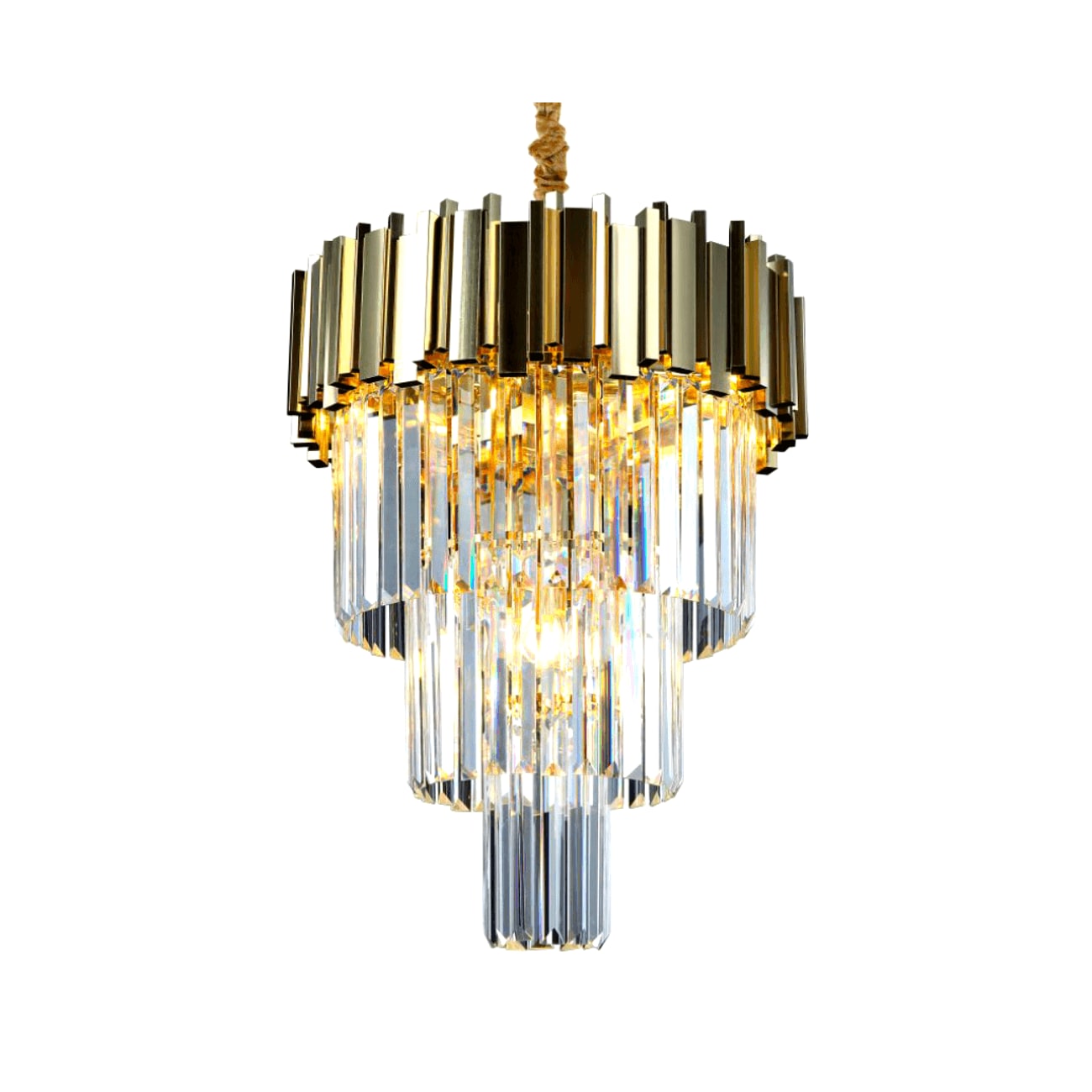 Suspension en verre Doré / Laiton 60 cm