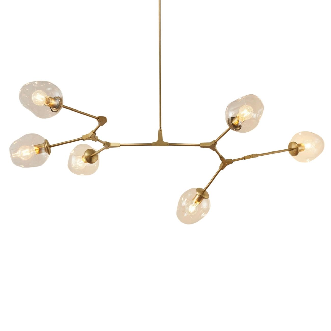 Lustre en verre Transparent et doré 150 cm
