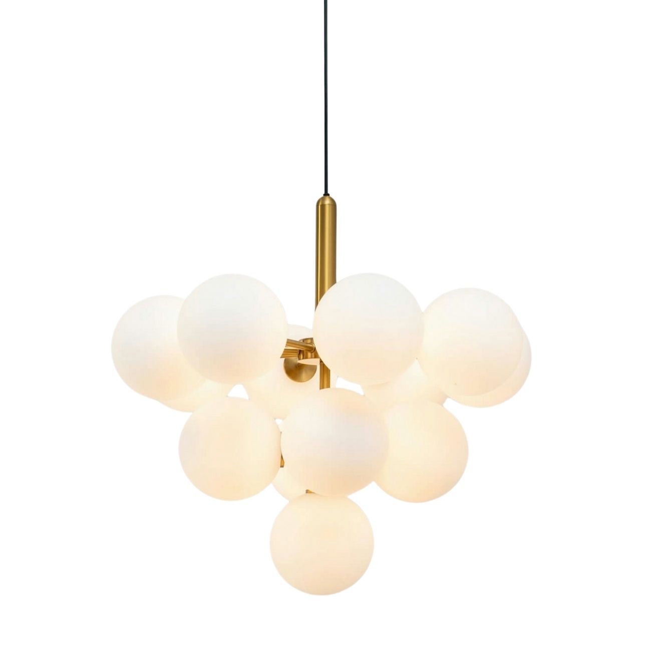 Suspension en verre Laiton et blanc 60 cm