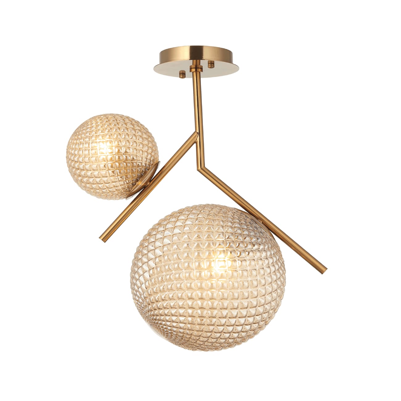 Plafonnier en verre Doré / Laiton 52 cm