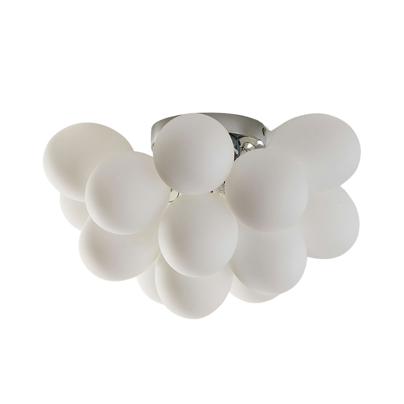 Plafonnier en verre Blanc et argenté 40 cm