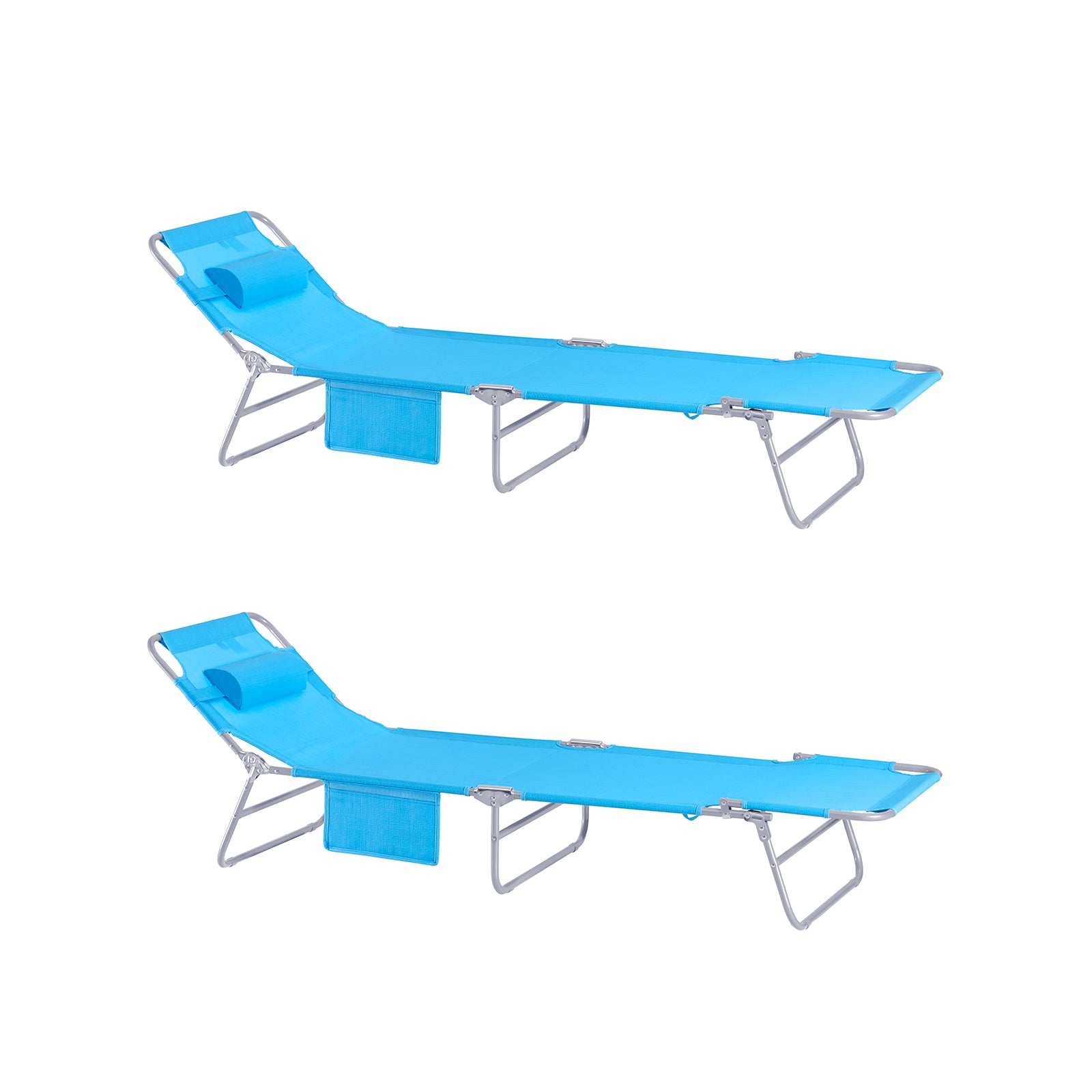 Lot de 2 chaises longues pliable et réglable bleu