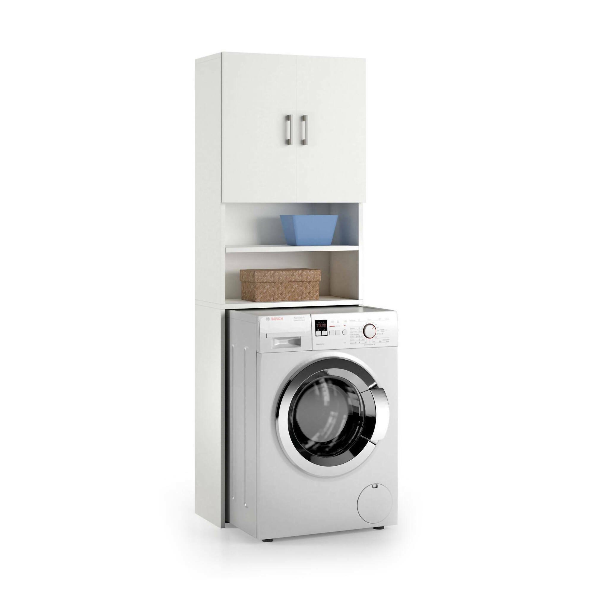 Armoire polyvalente 2 portes effet bois blanc 65×32 cm