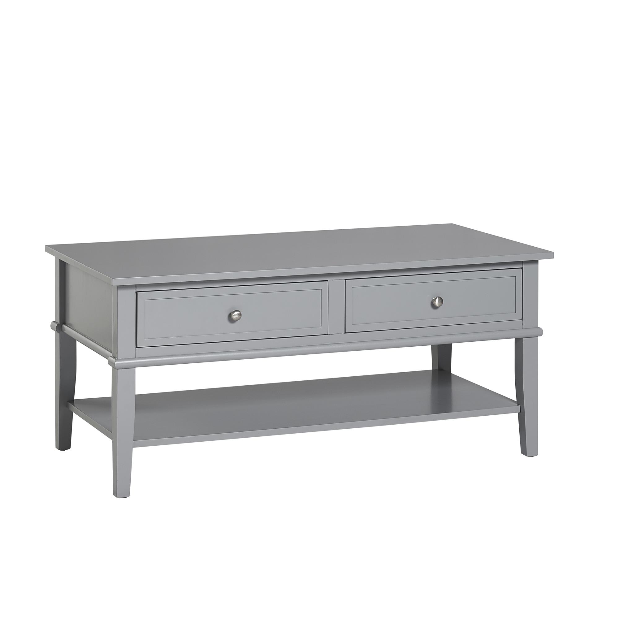 Table basse avec 2 tiroirs en mélaminé gris