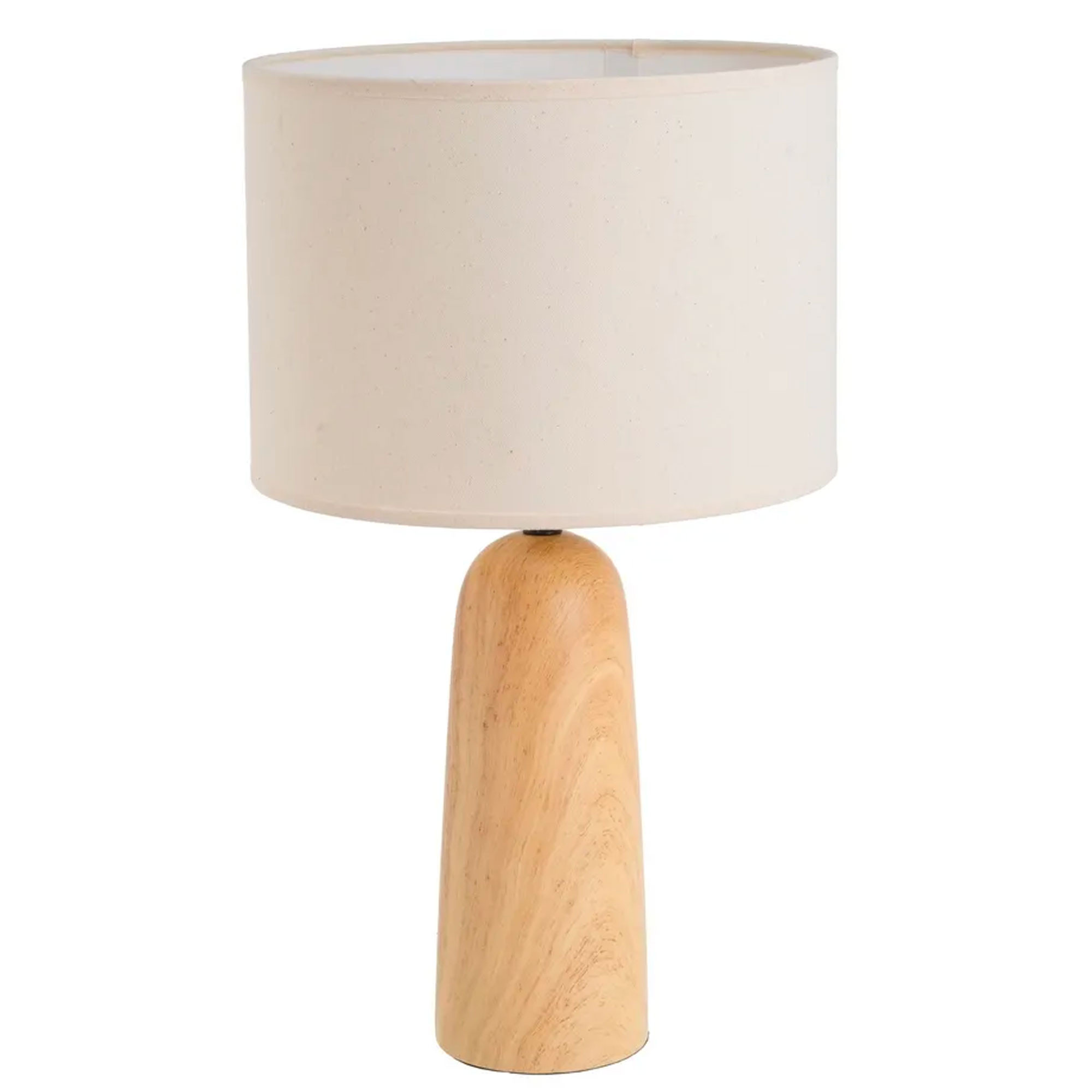Lampe à poser en céramique effet bois et abat jour beige 28x28x49cm