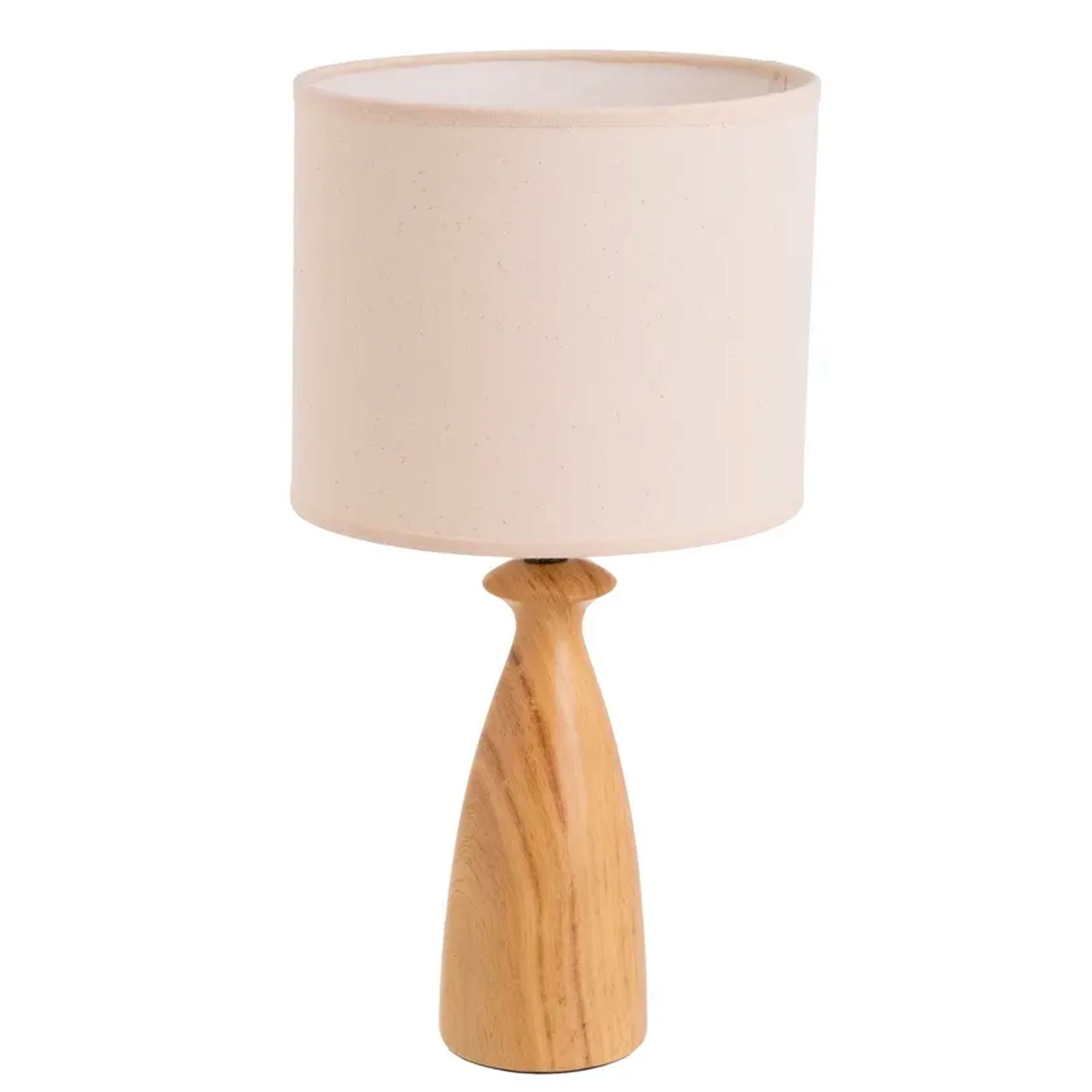 Lampe à poser en céramique effet bois et abat jour beige 22x22x43cm