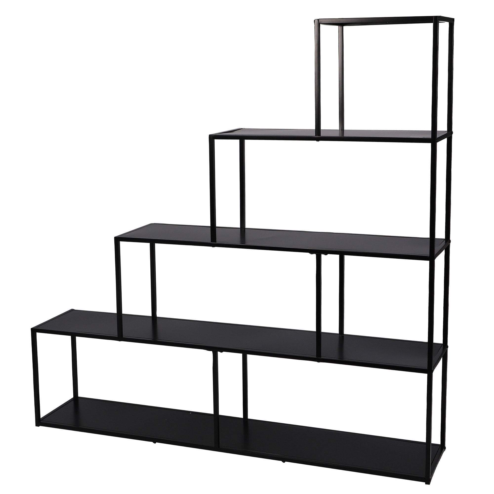 Étagère bibliothèque escalier métal noir 4 niveaux 160x30x157cm