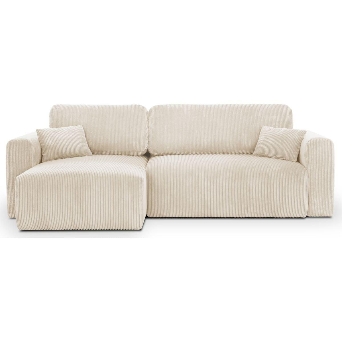 Canapé d’angle réversible convertible 4 places en velours côtelé beige