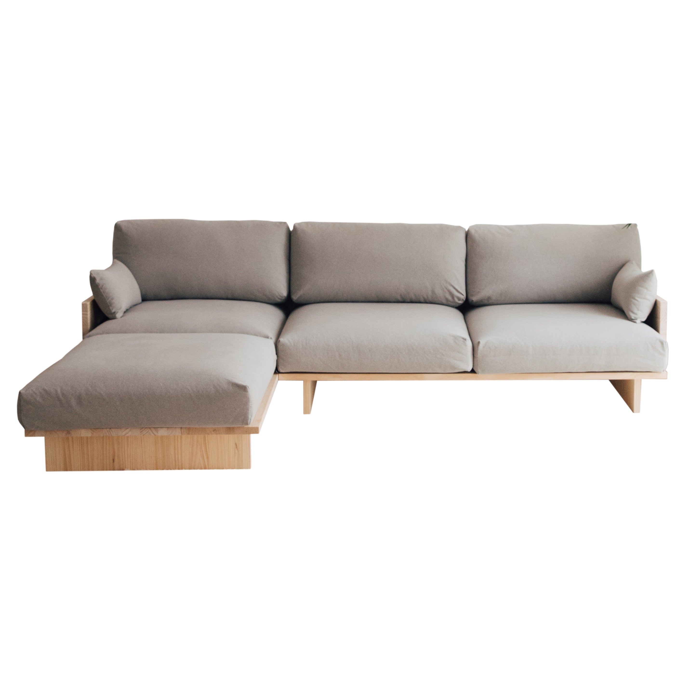 Canapé d’angle gauche 4 places gris en pin massif naturel 271,5 cm