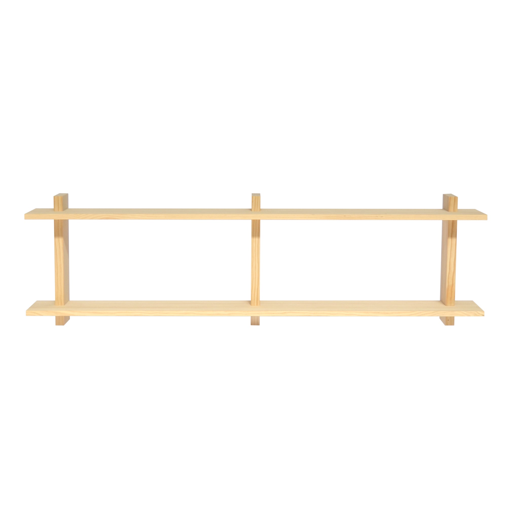 Etagère murale double en bois de pin naturel 150 cm Non verni