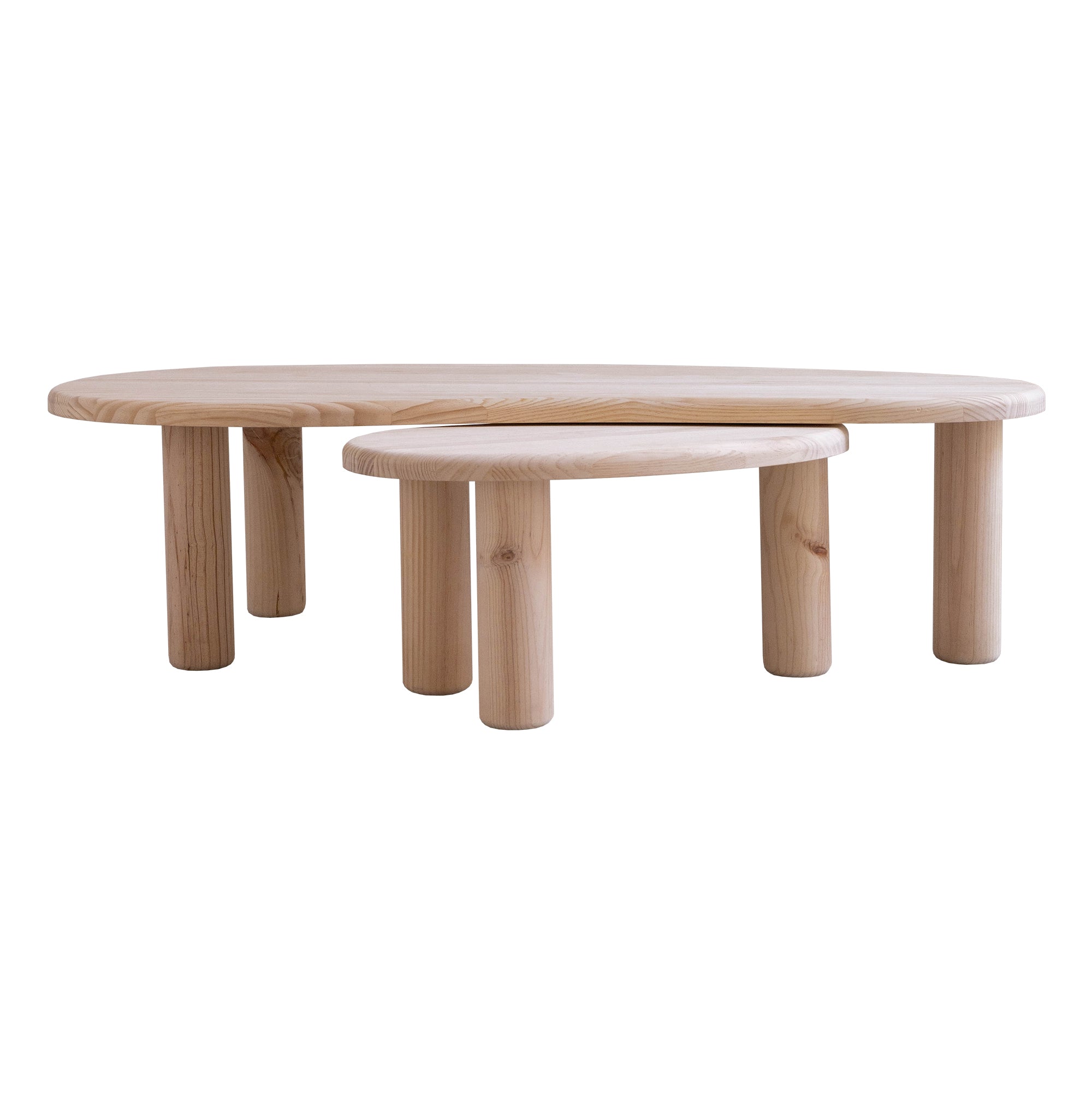 2 tables empilables en pin massif de forme ovale