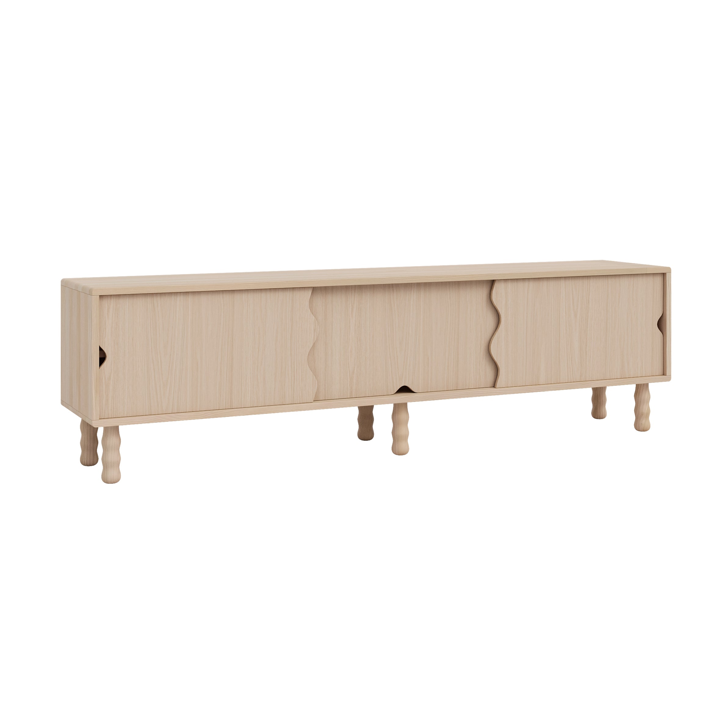Meuble TV bas en bois massif naturel 180 cm Non verni