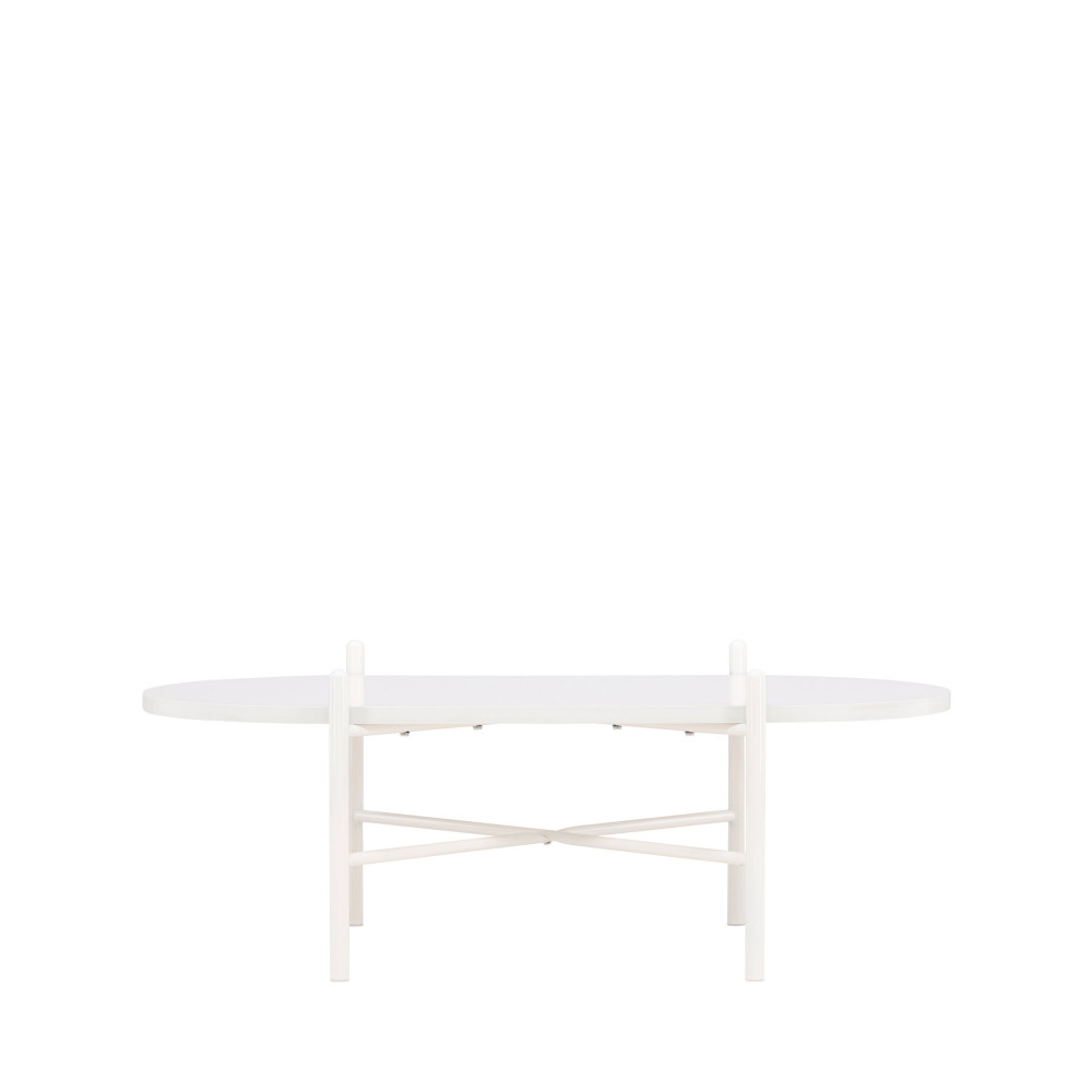 Table basse ovale en bois 120×65,5cm – Blanc