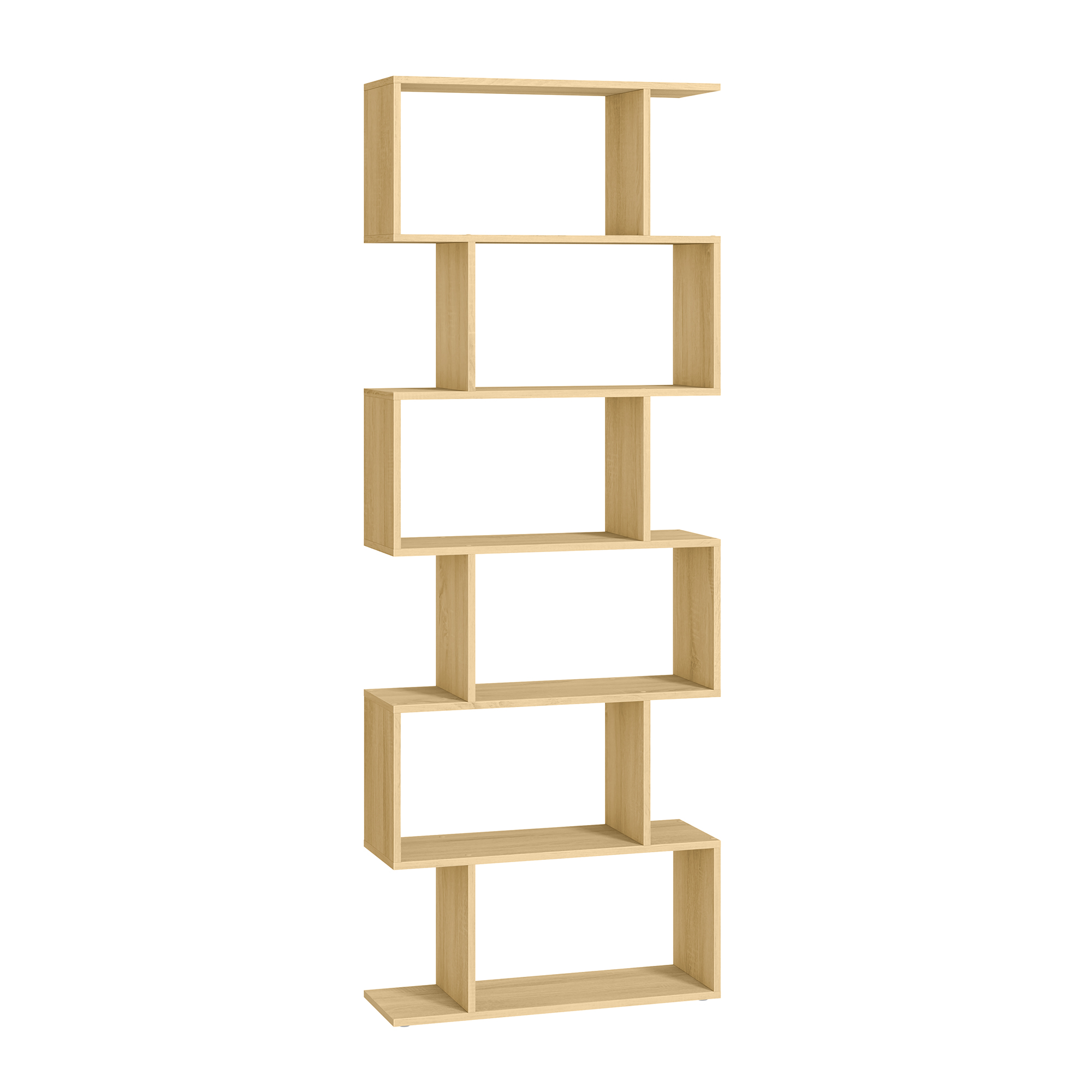 Bibliothèque étagère à 6 niveau effet bois couleur chêne naturel