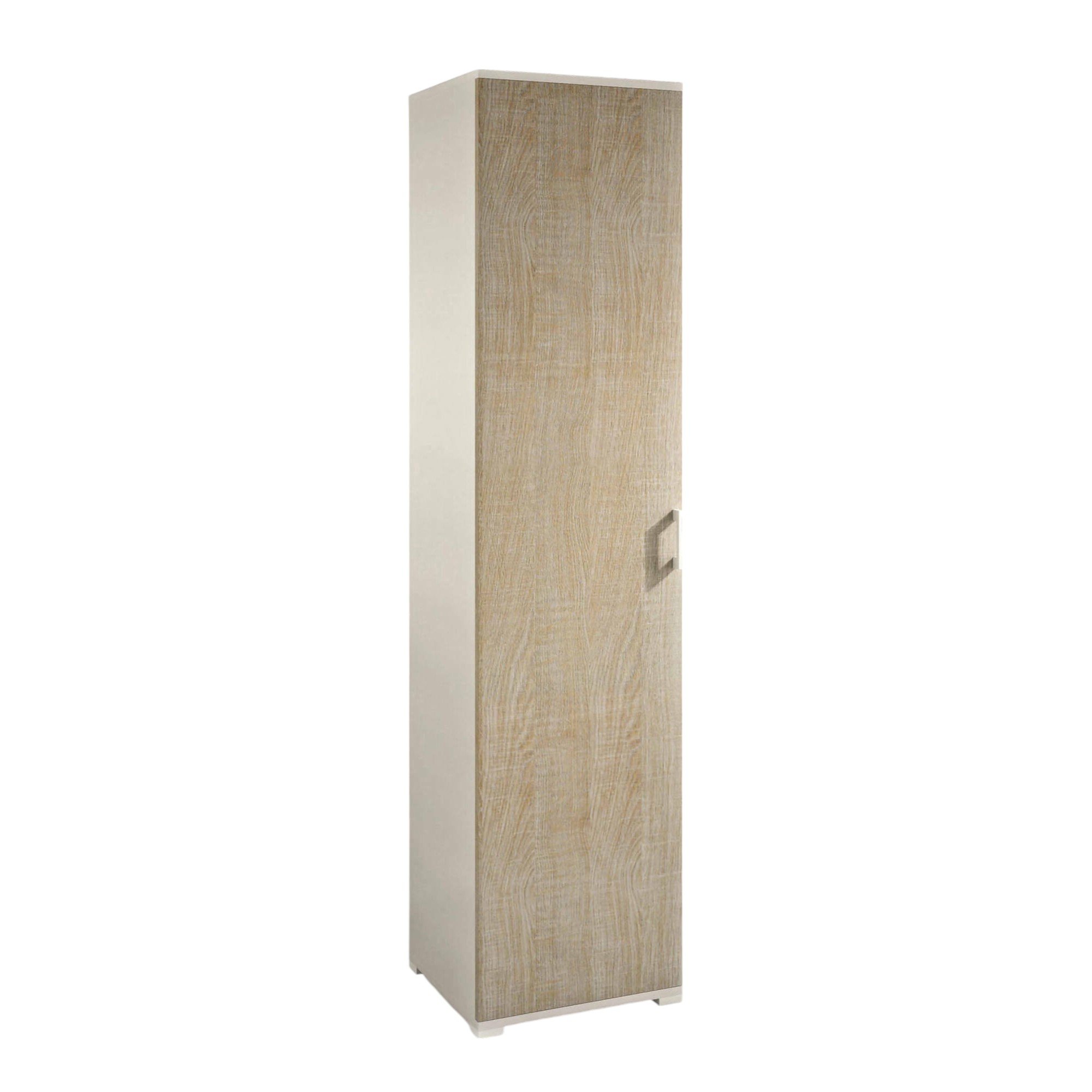 Armoire polyvalente 1 porte effet bois beige, blanc 45x45h195 cm