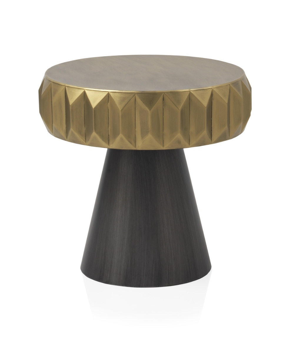 Table d’appoint en métal doré et gris foncé