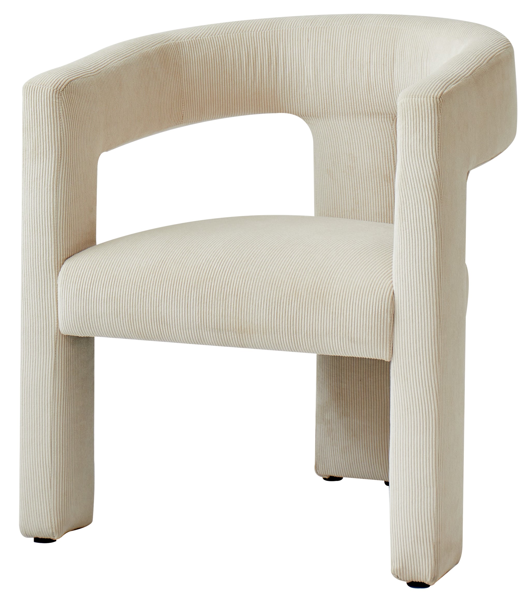 Fauteuil scandinave en velours côtelé beige