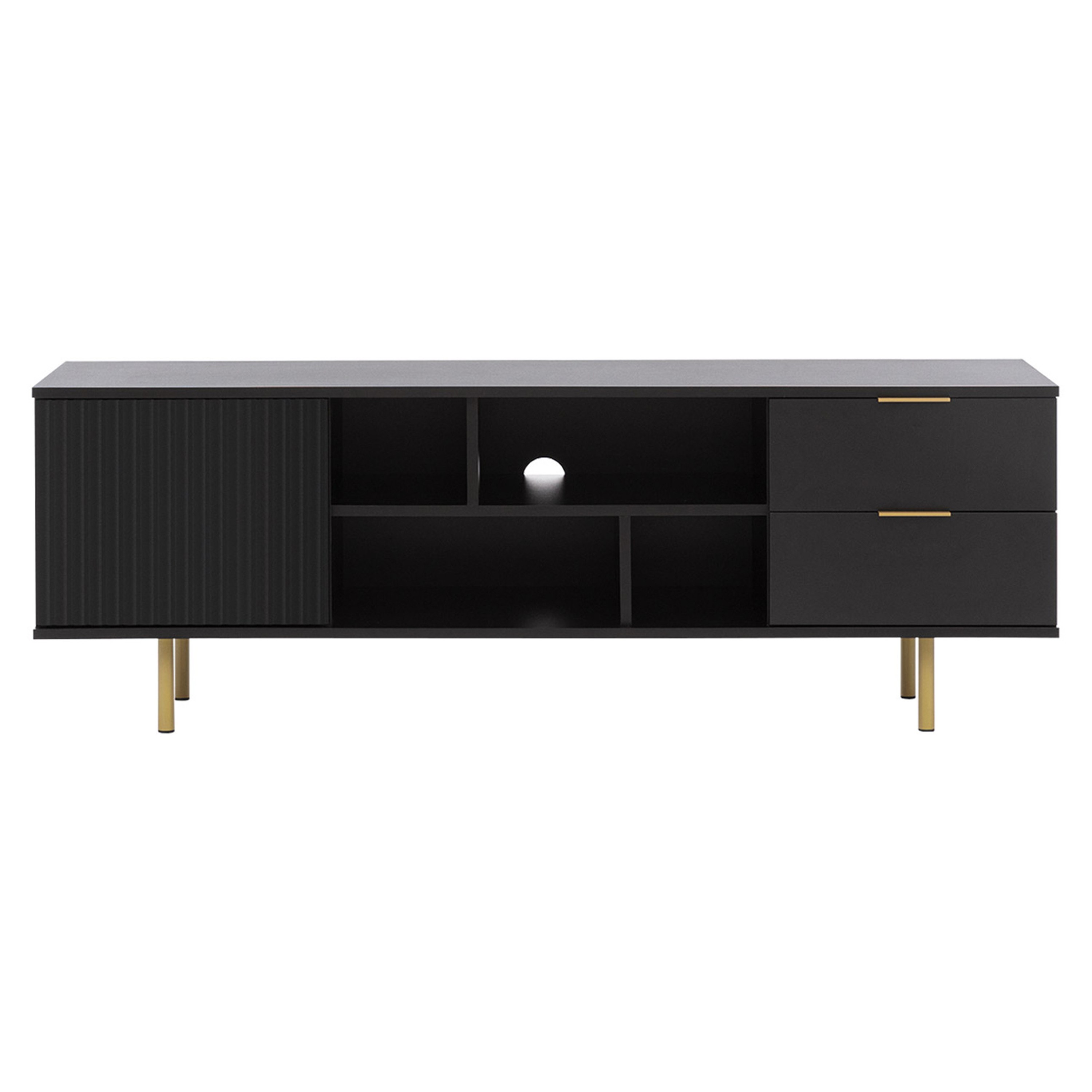 Meuble TV style contemporain 150 cm noir