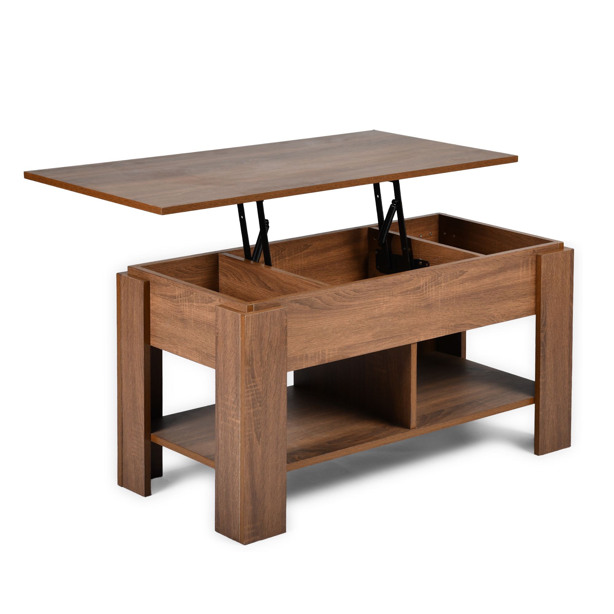 Table basse avec plateau relevable effet bois  marron 110*50