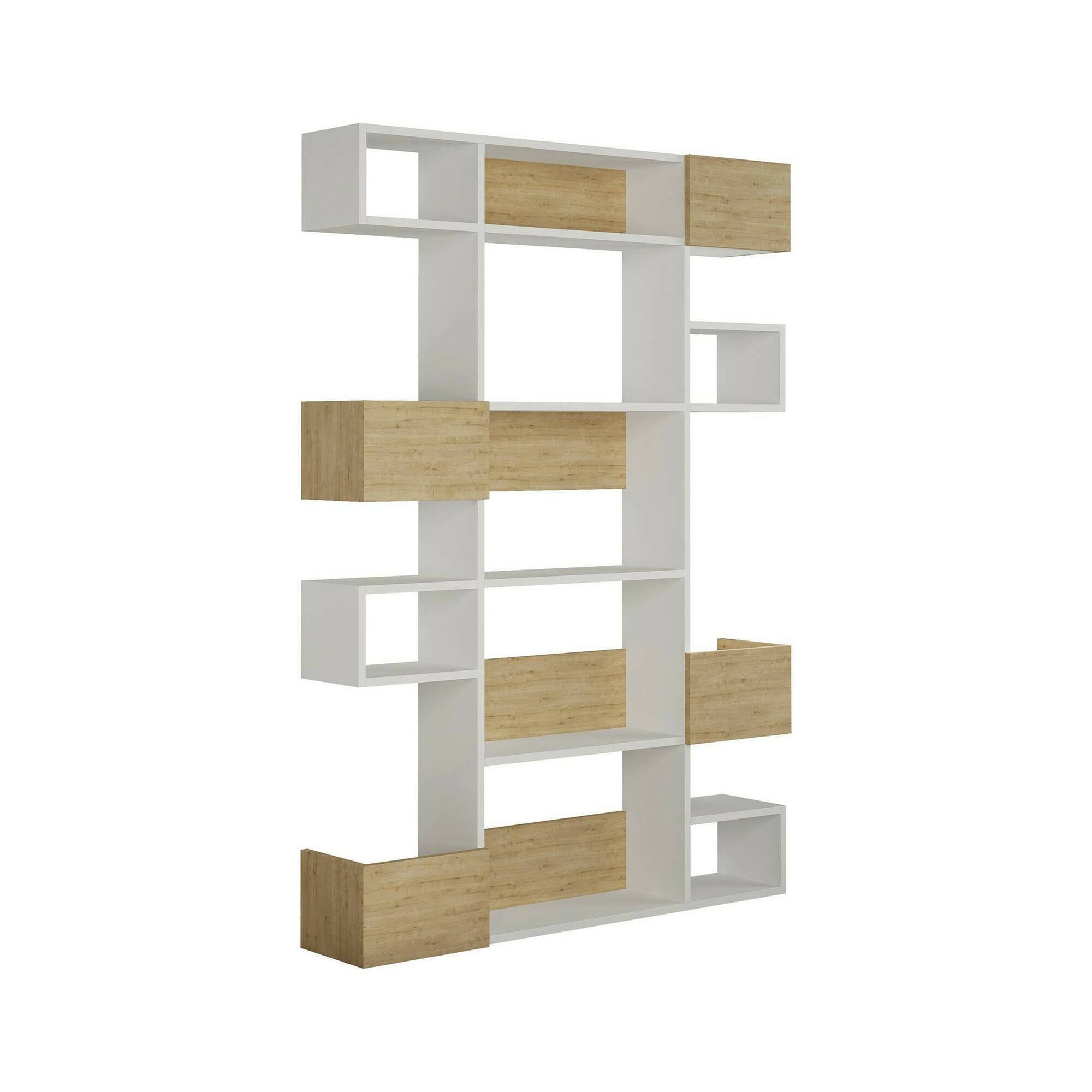 Bibliothèque effet bois blanc et beige 120×25 cm