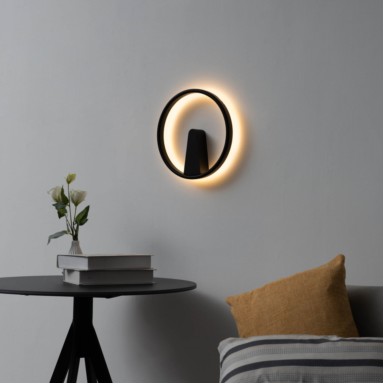 Applique en métal, aluminium et acrylique Noir 30 cm