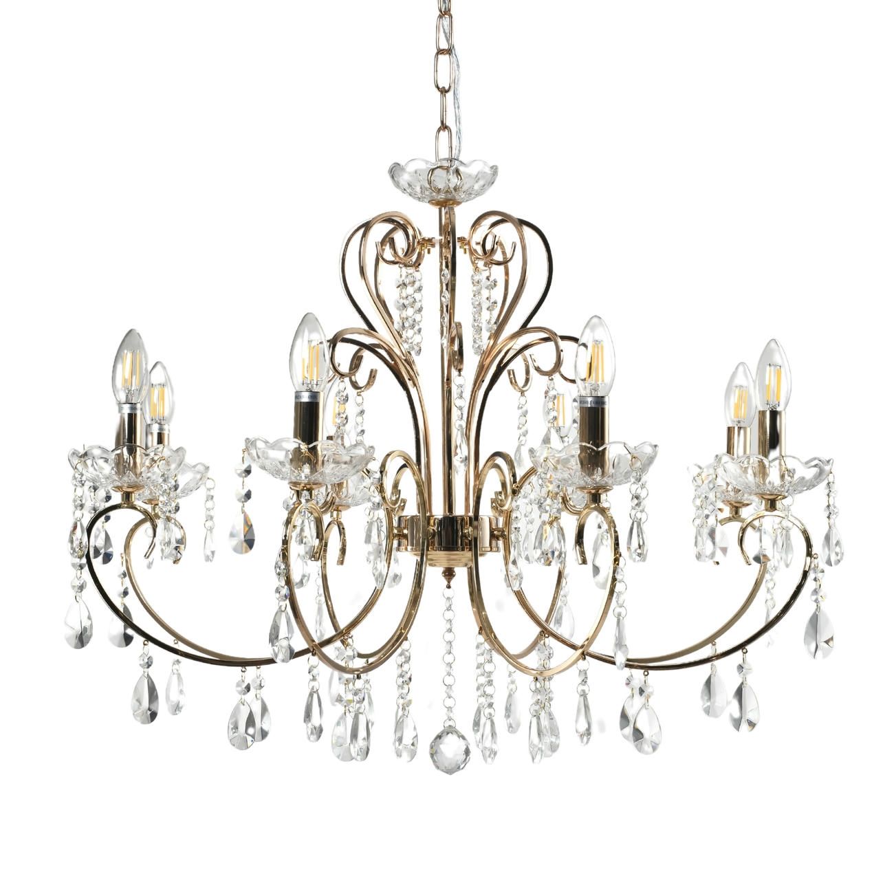 Lustre en verre Doré rose 80 cm