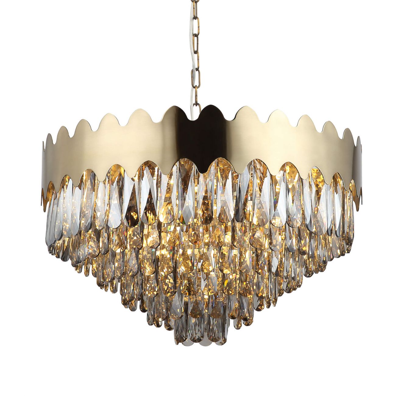 Lustre en verre Doré / Laiton 60 cm