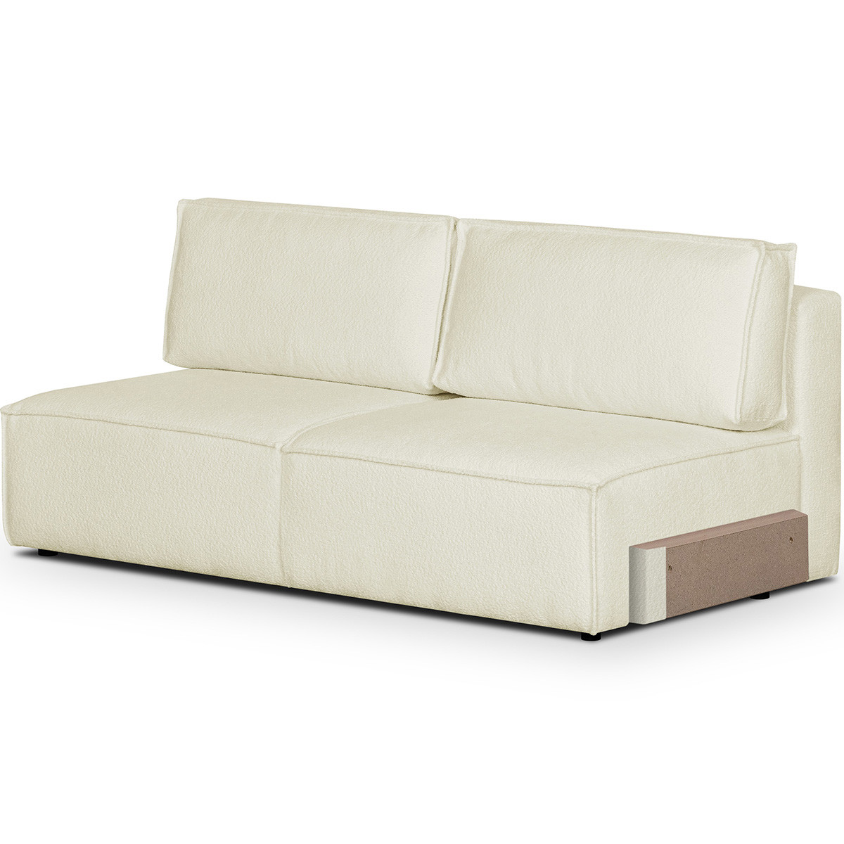 Module canapé convertible 2 places en tissu bouclé écru