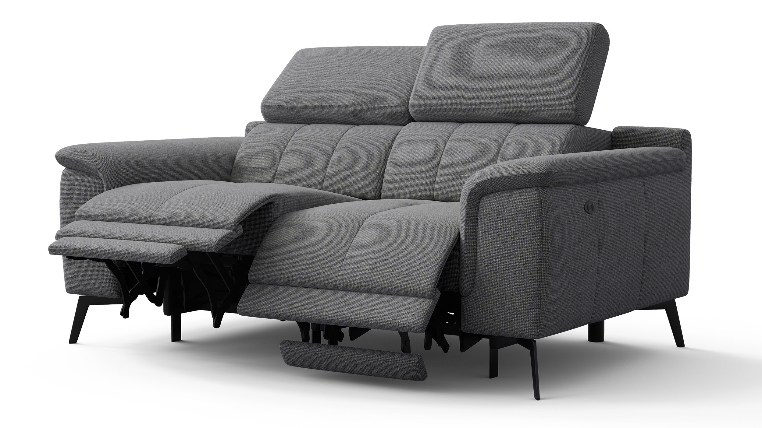 Canapé droit avec 2 relax électriques tissu gris