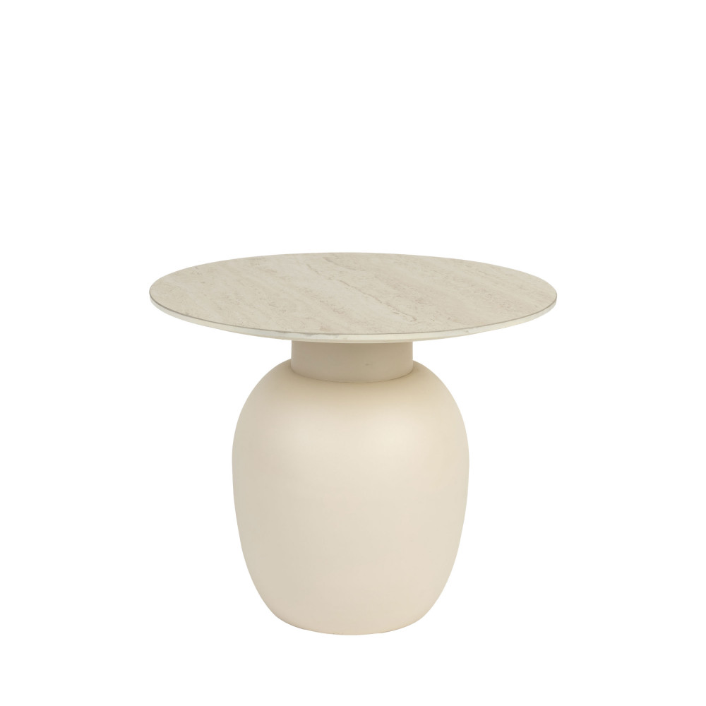 Table d&rsquo;appoint ronde effet travertin ø50cm – Beige