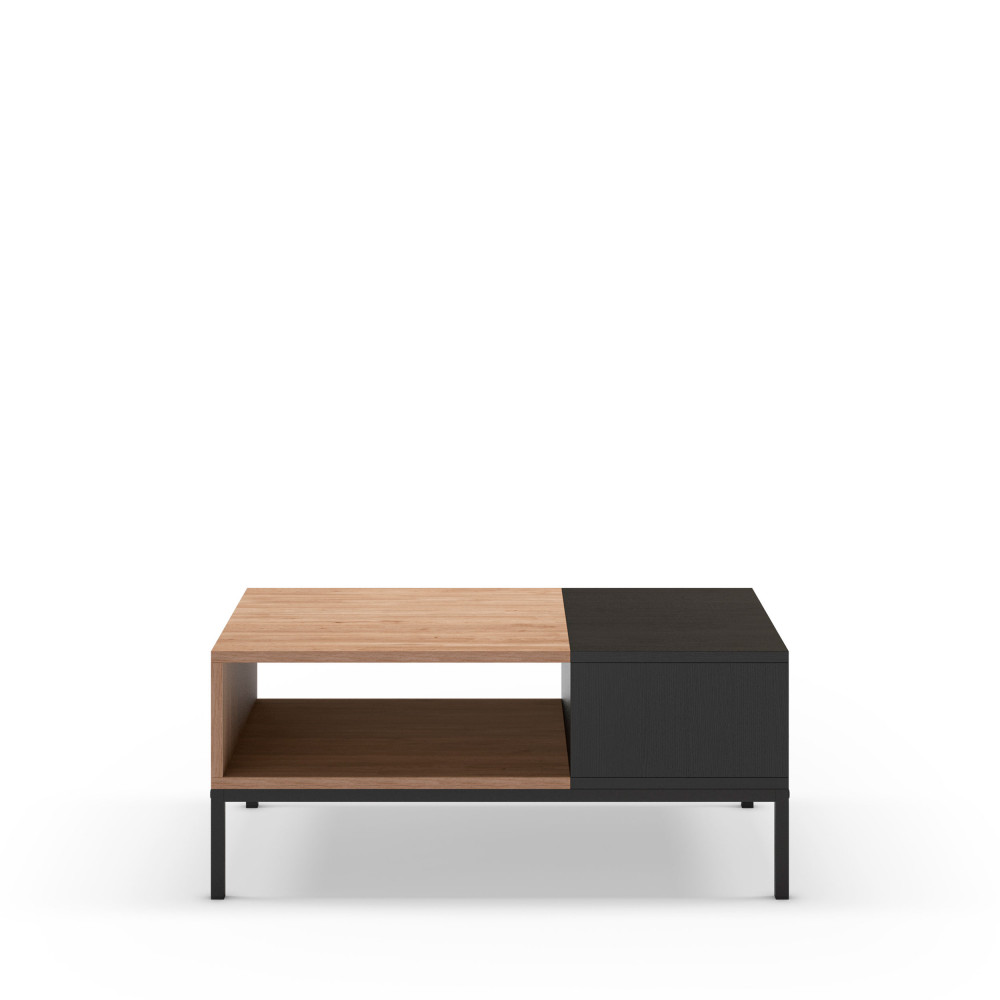 Table basse en bois 90x56cm – Bois clair et noir