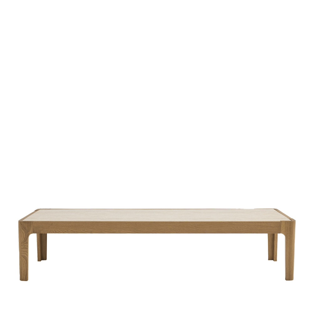Table basse en effet travertin et bois 160x50cm – Beige