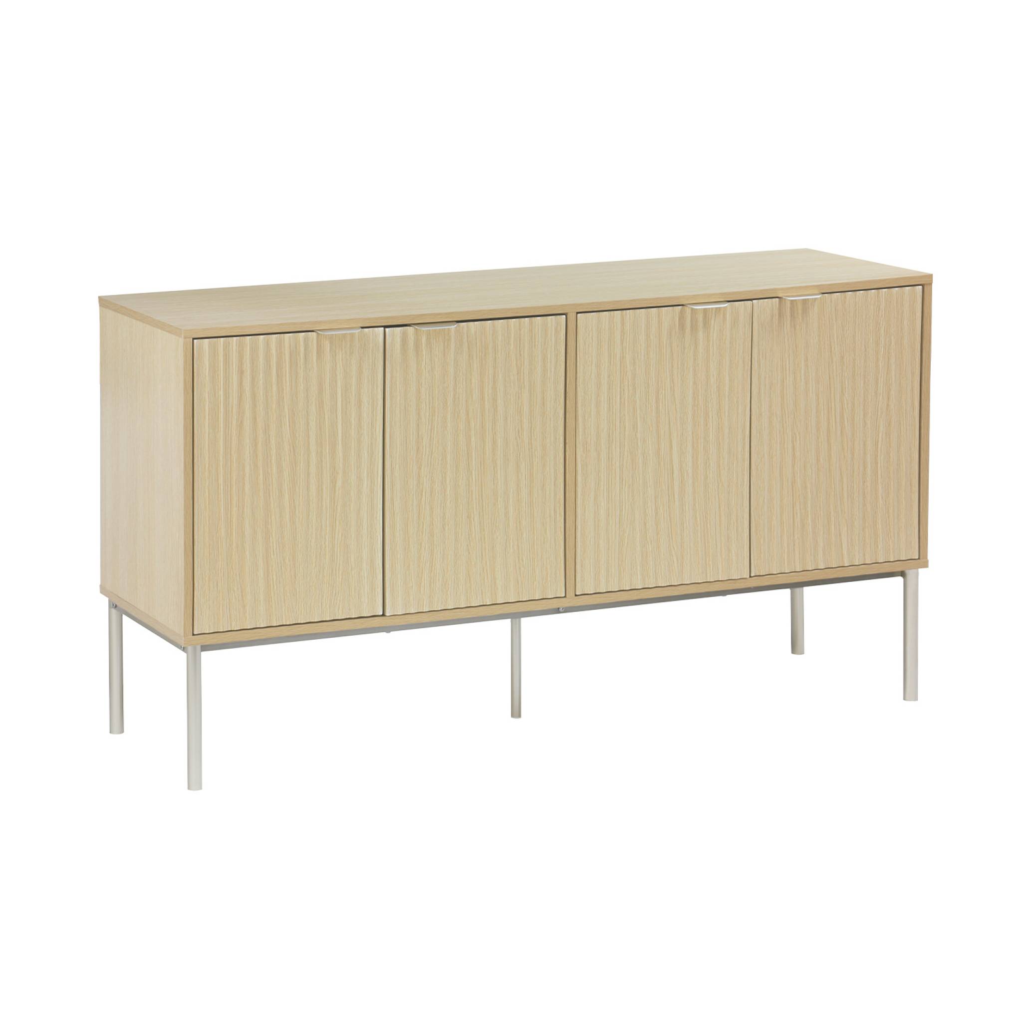 Buffet effet bois rainuré métal champagne 4 portes