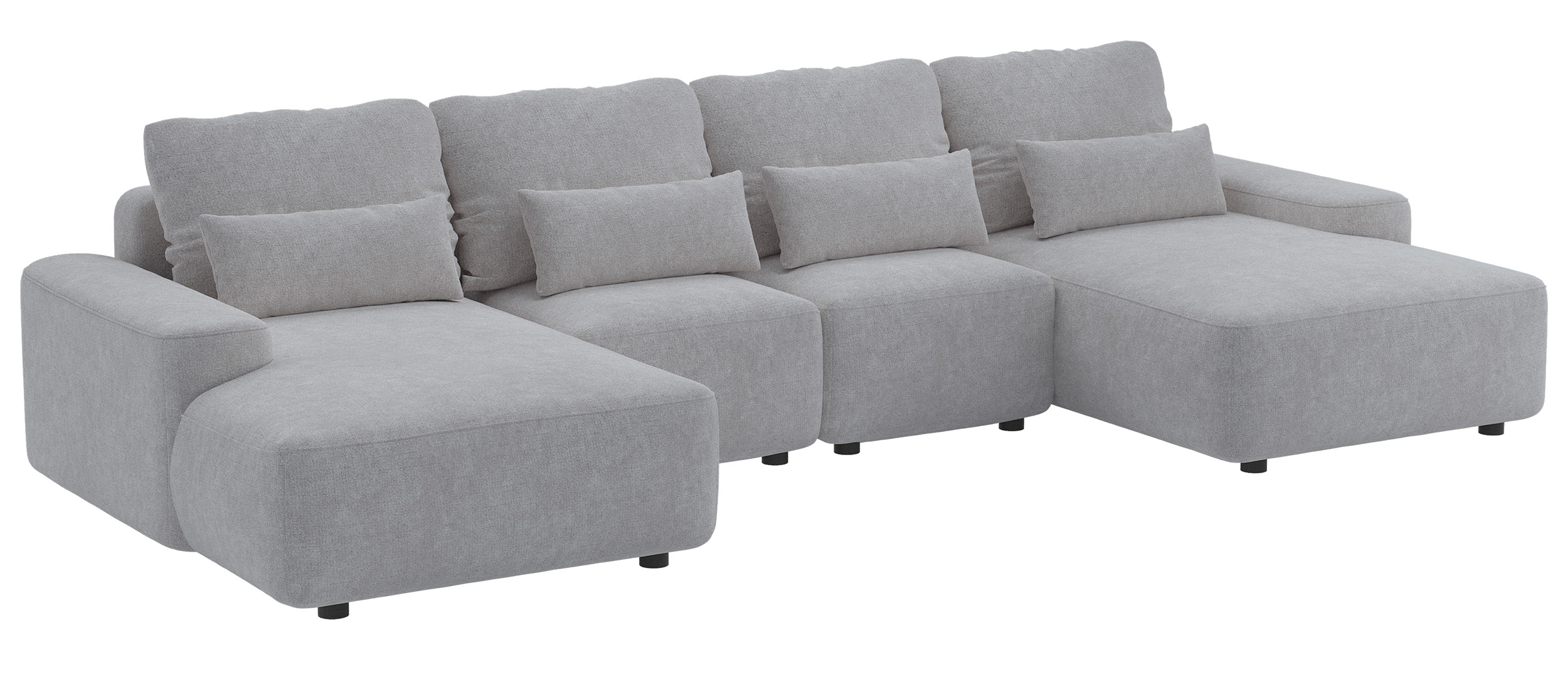 Canapé d’angle U convertible 4 places en velours gris
