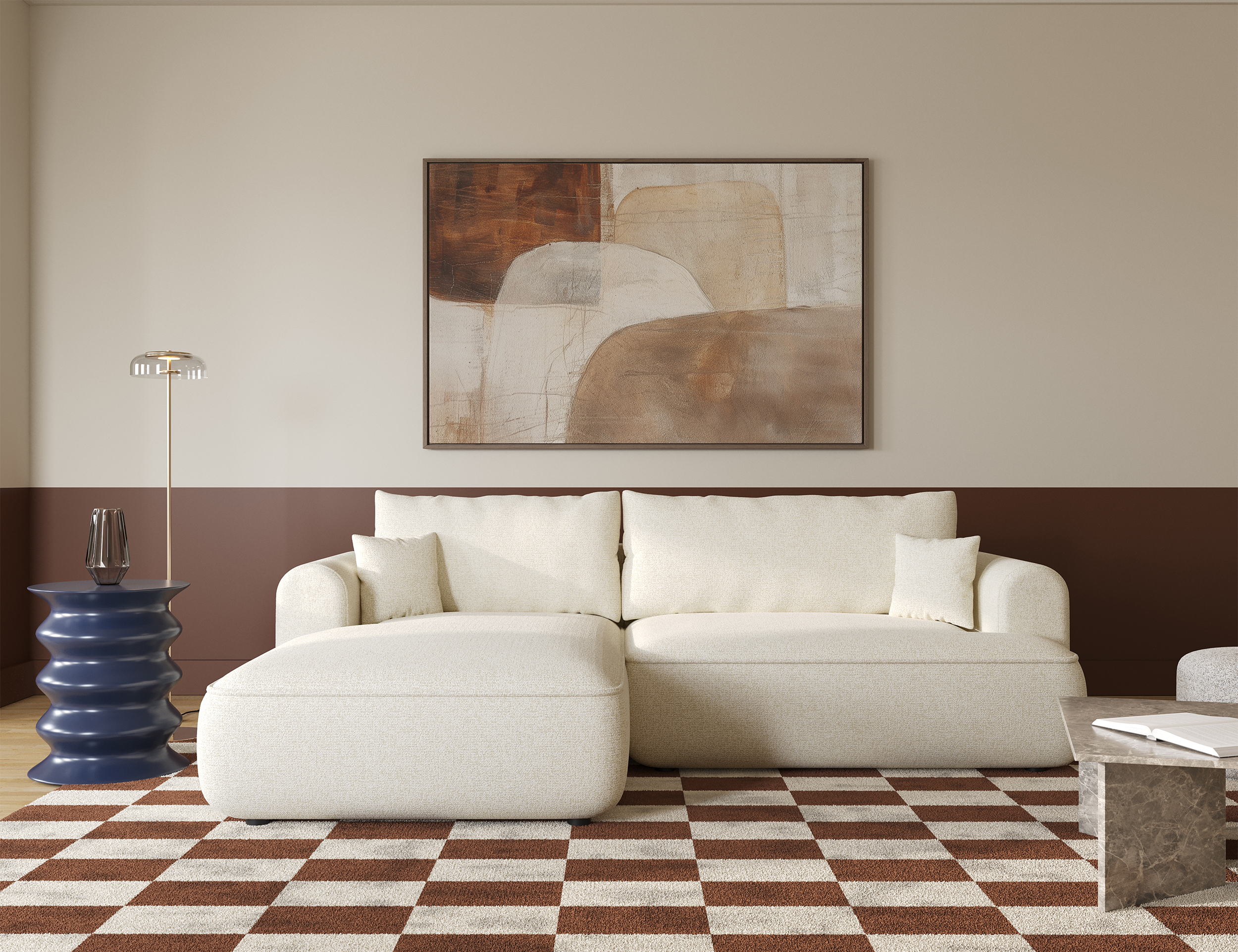 ovo - Canapé tissu chiné Beige - Vue supplémentaire 2