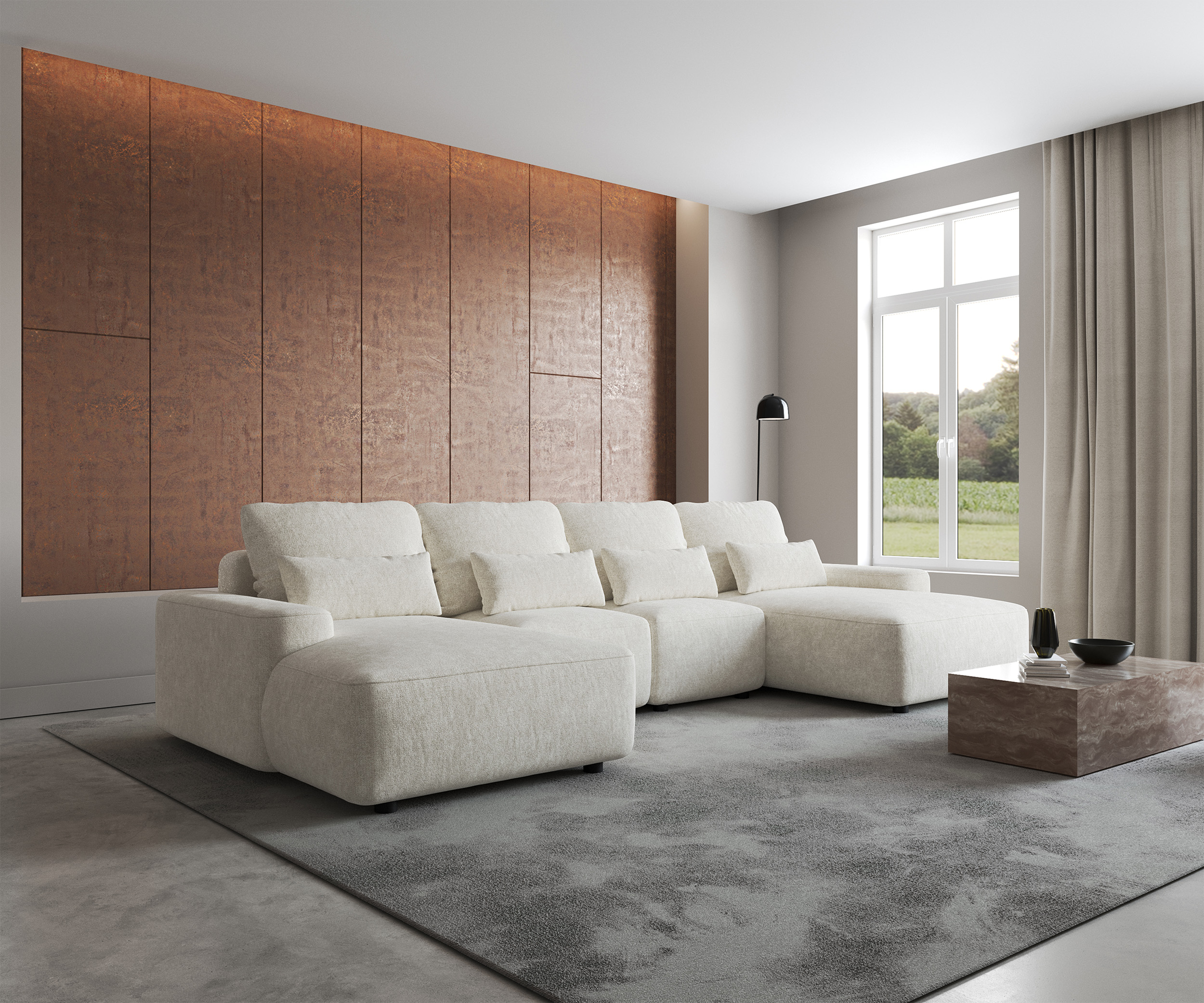 carnos - Canapé velours Beige - Vue supplémentaire 2