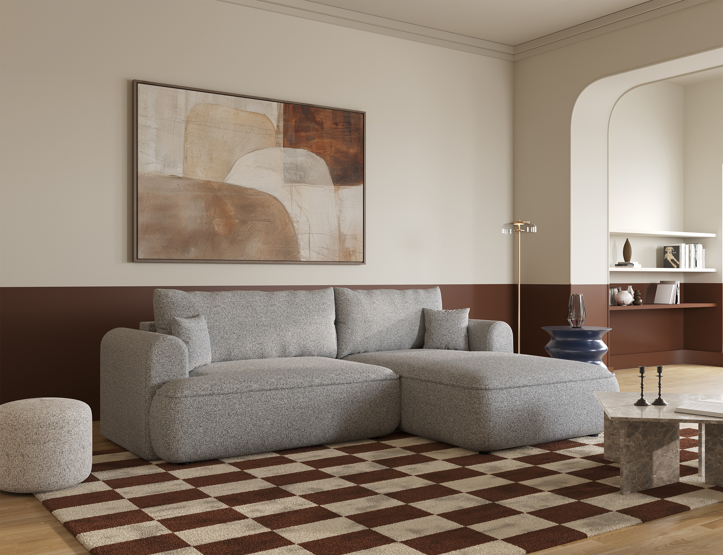 ovo - Canapé tissu chiné Gris - Vue supplémentaire 2