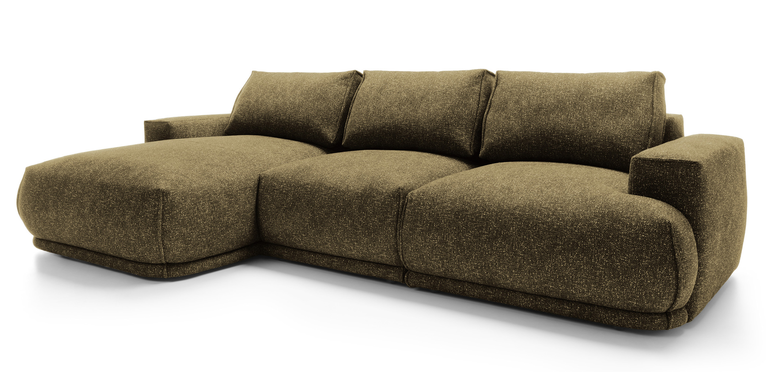 Canapé d’angle côté gauche avec fonction de couchage, vert olive