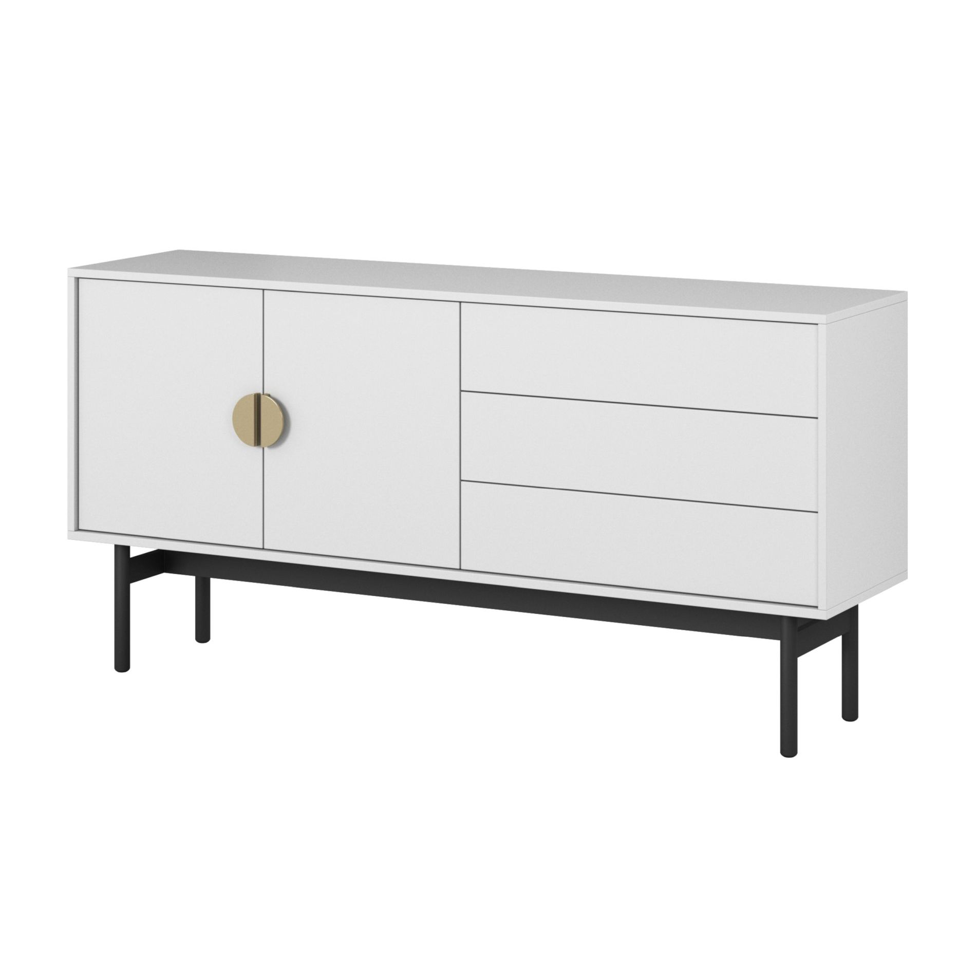 Meuble TV 2 portes 3 tiroirs blanc 154 cm