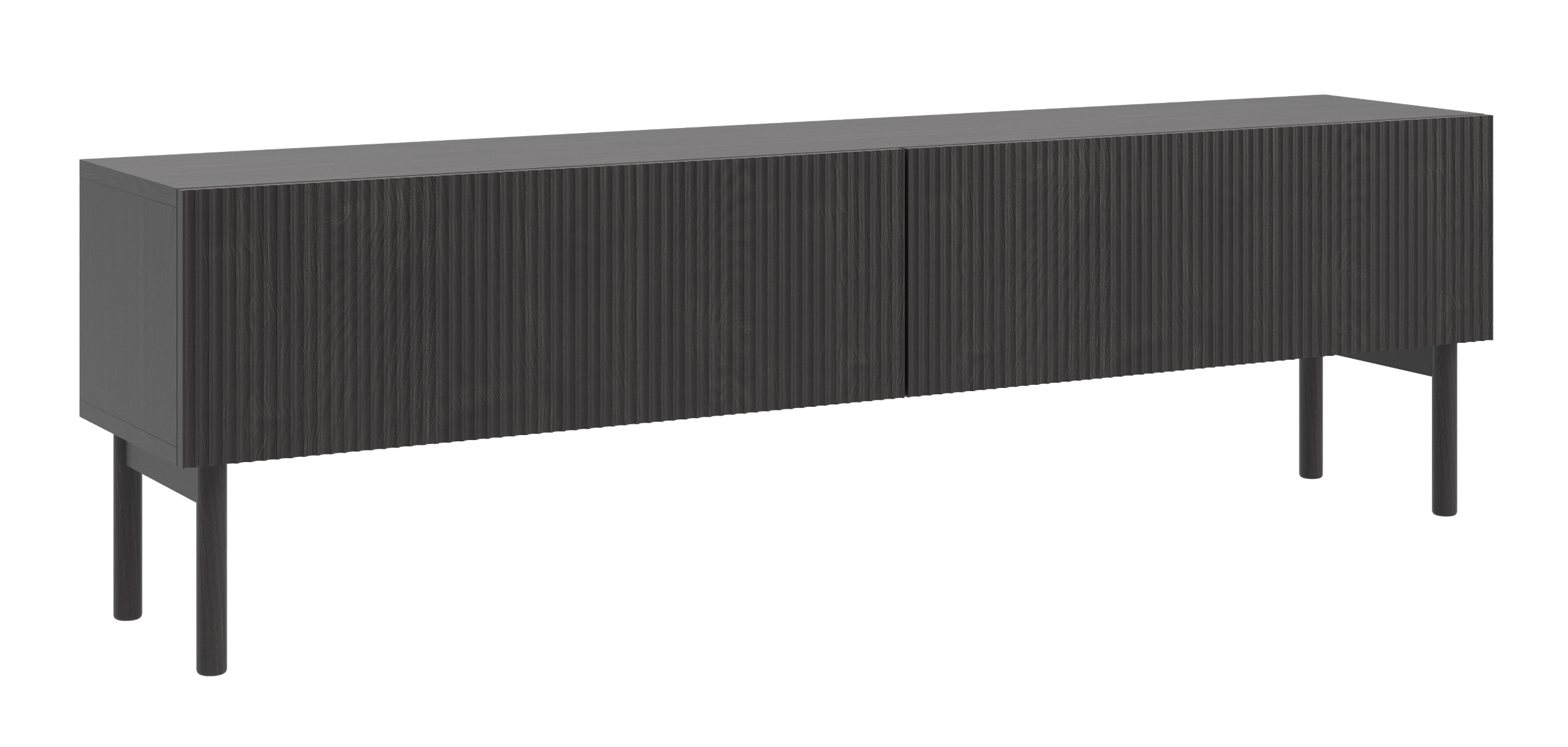 Meuble TV 2 portes en aspect frêne, nuances de gris et de noir 175 cm