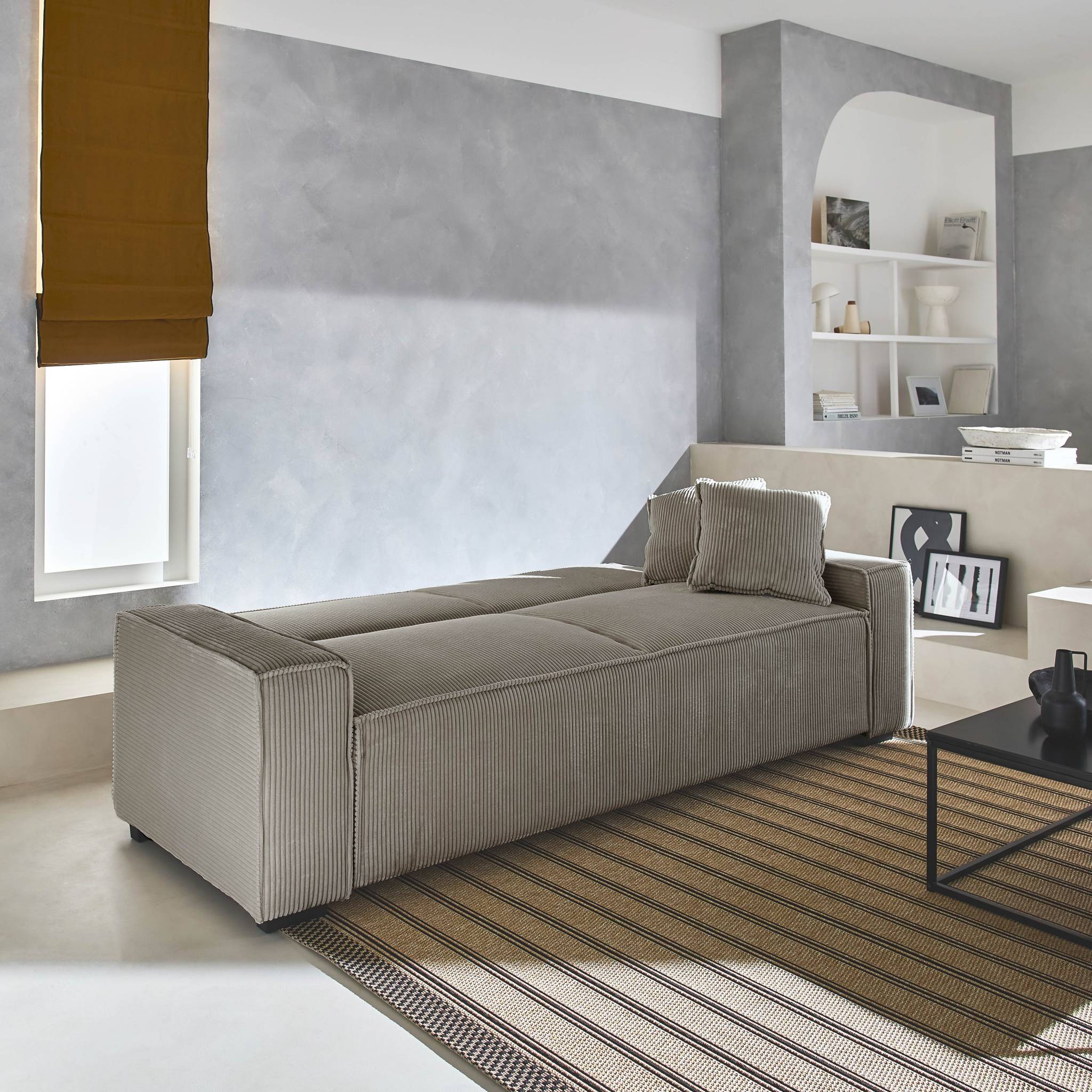 feel - Canapé convertible velours côtelé Beige - Vue supplémentaire 2