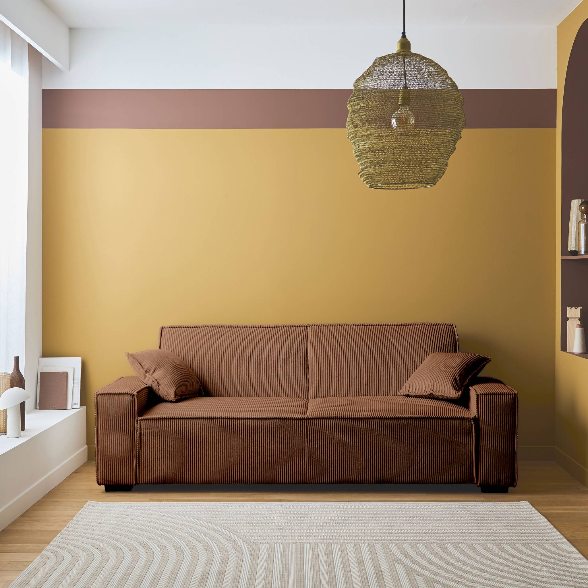 feel - Canapé convertible velours côtelé Marron - Vue supplémentaire 2