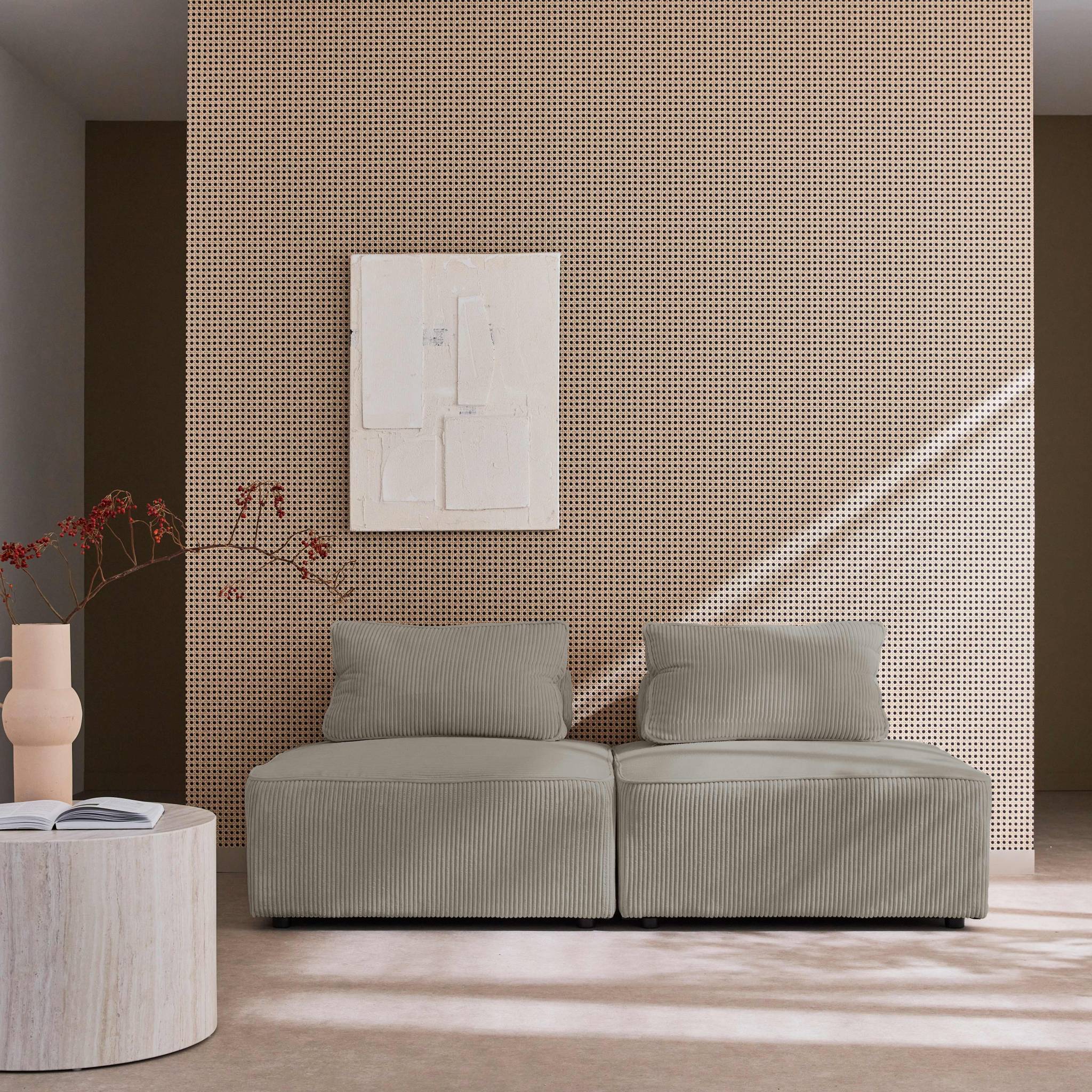 lao - Canapé velours côtelé Gris - Vue supplémentaire 2