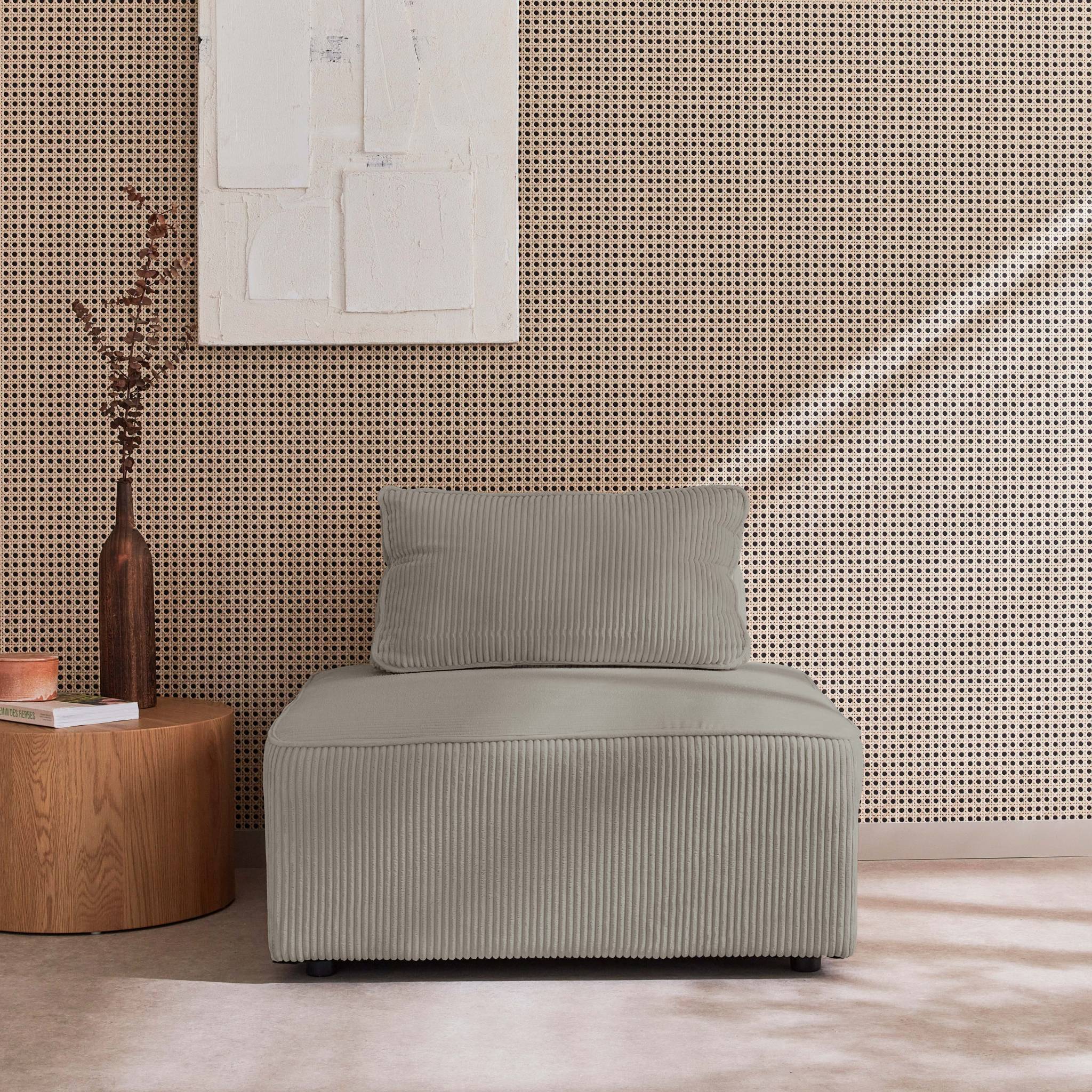 lao - Canapé velours côtelé Gris - Vue supplémentaire 2