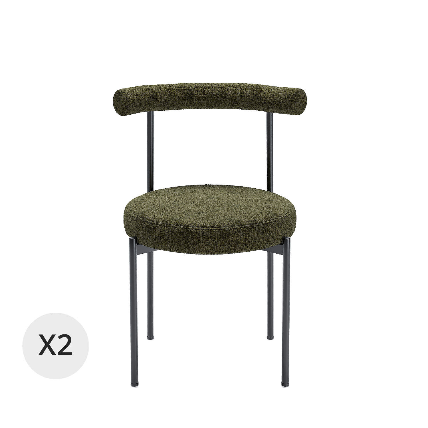 Lot de 2 chaises de salle à manger design moderne, velours vert