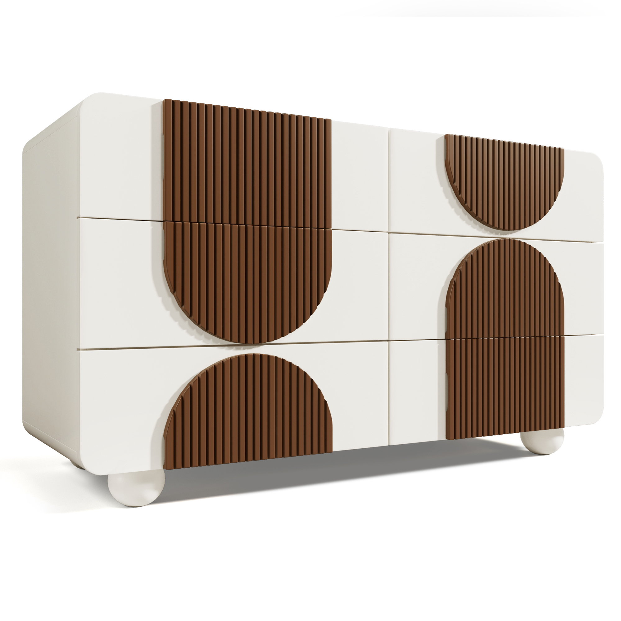 Meuble TV blanc effet bois noyer marron vintage 2 portes