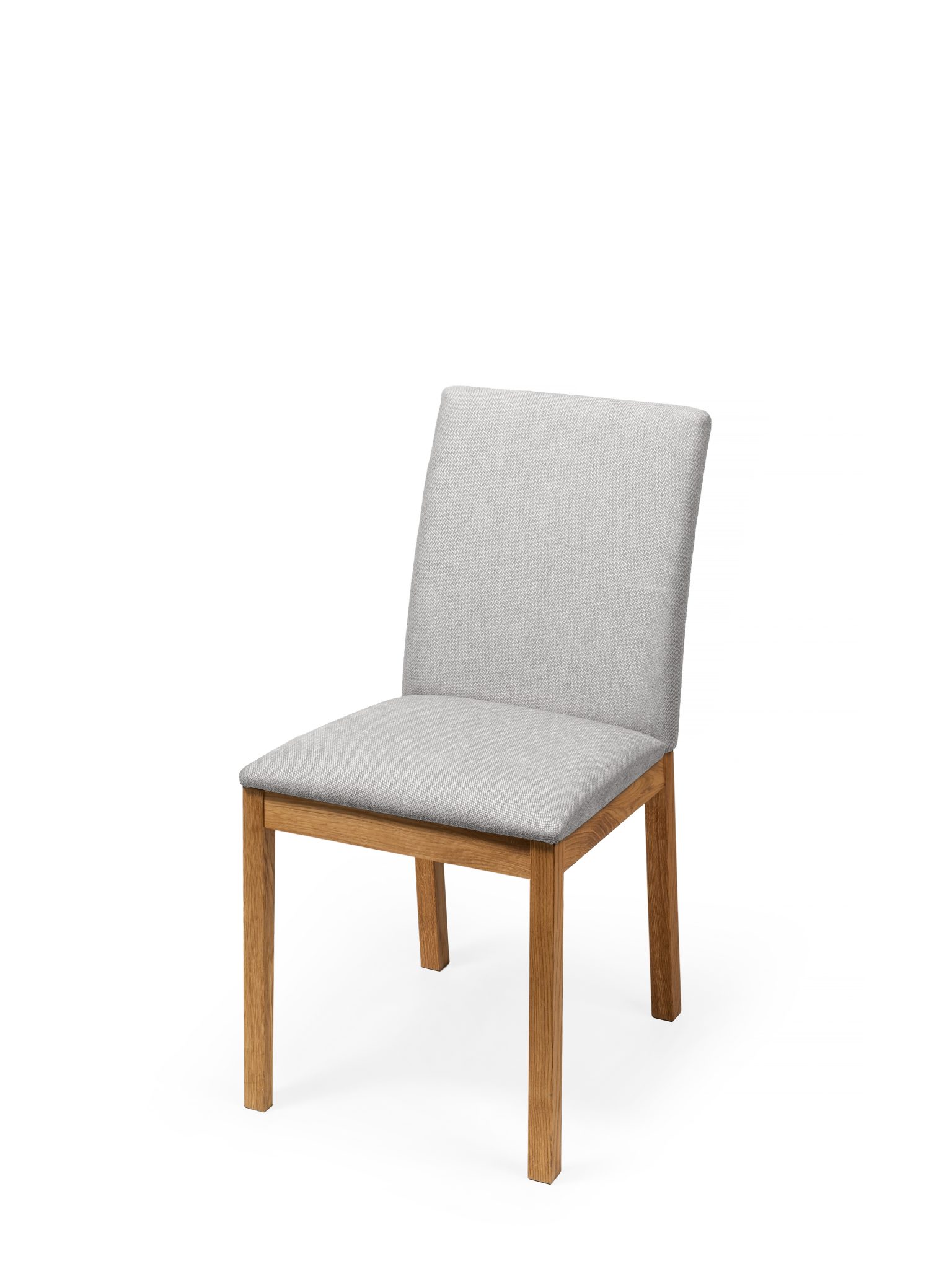 Chaise en chêne avec assise en textile gris