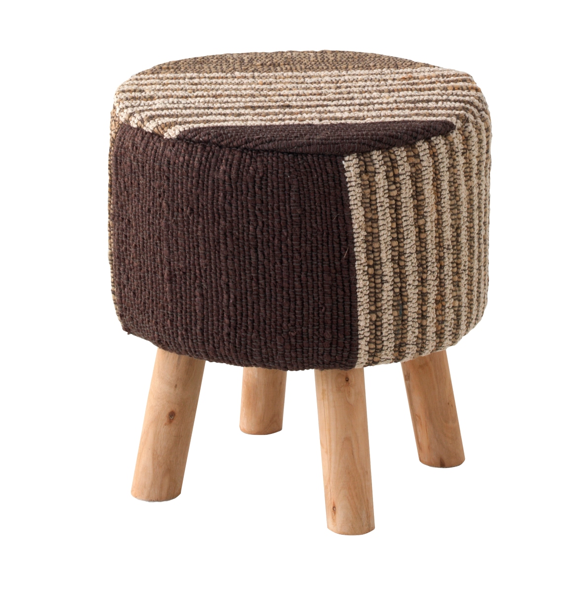 Pouf en jute et coton 40x40x45 cm