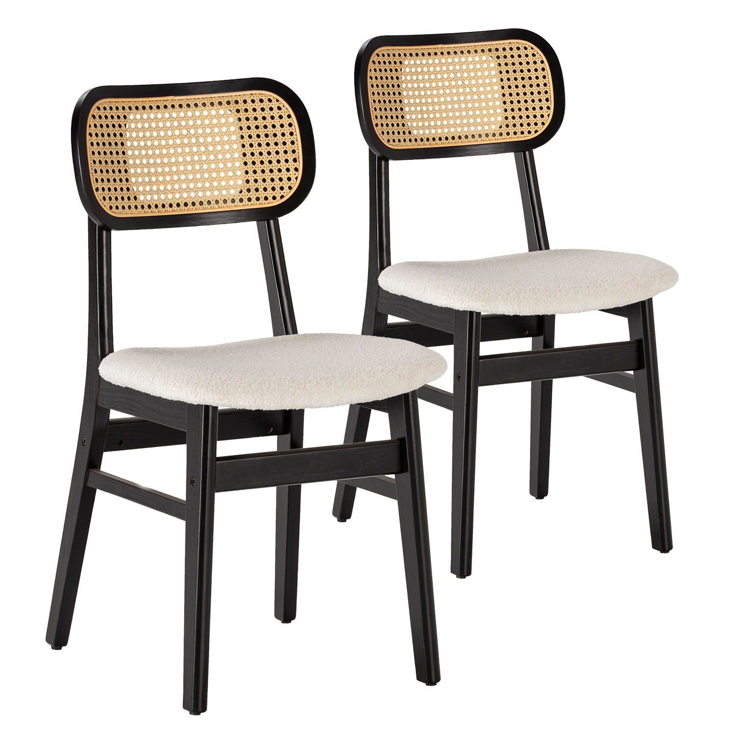 Pack de 2 chaises Noire avec Imitation tissu mouton