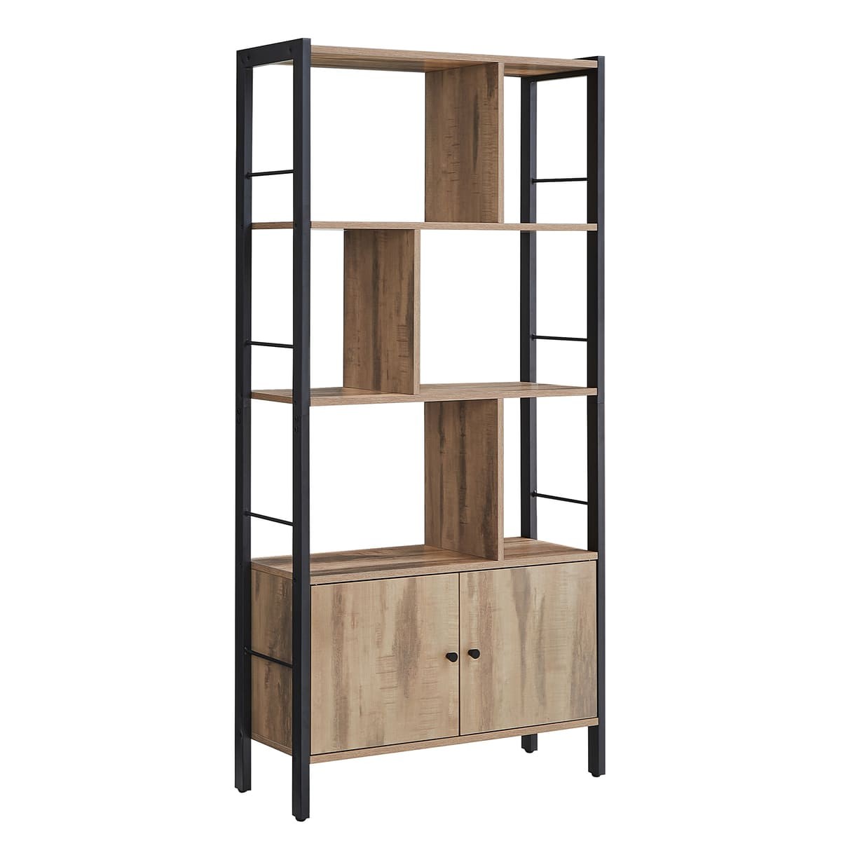 Bibliothèque 6 cases et 2 portes – L74 cm – Marron
